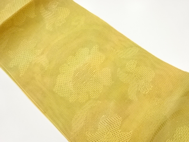  紗 花葉模様織出し名古屋帯